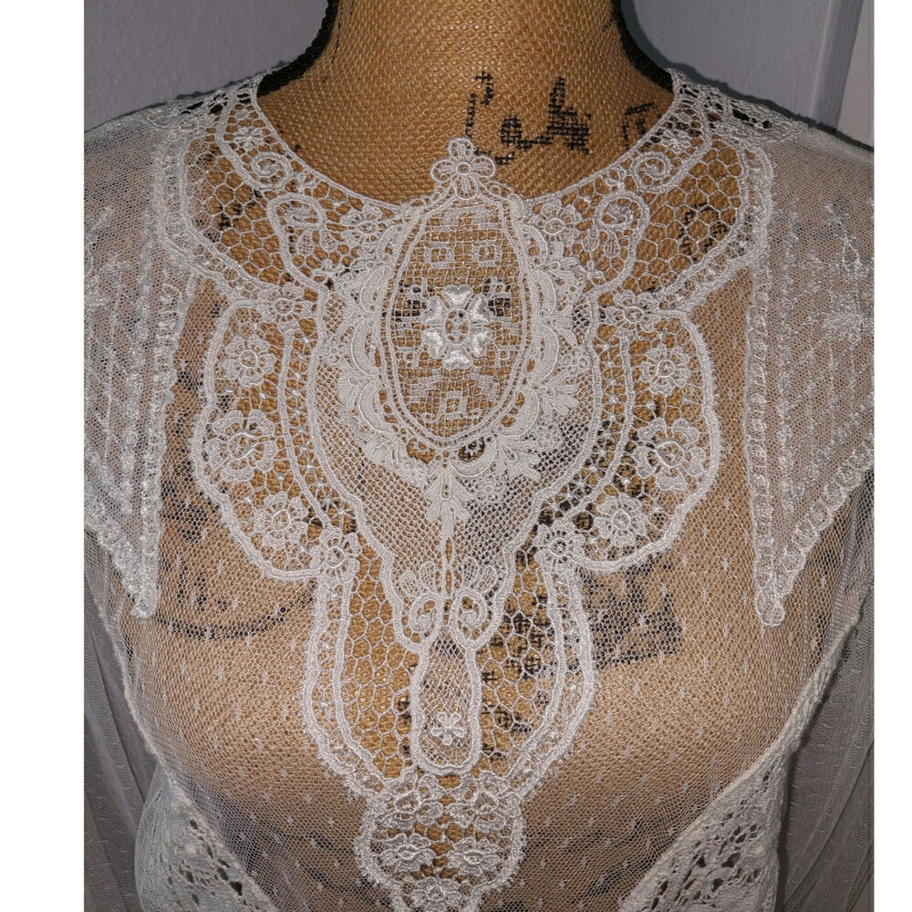 Easy Street Lace Blouse VTG 1970's Lace Cottage Core White Blouse - Picture 4 of 6